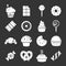 Sweets candy cakes icons set grey vector