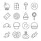 Sweets candy cakes icons set, outline style