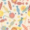 Sweets and candy vector seamless pattern