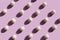 Sweets. Coconut Candy Balls On Purple Background