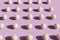 Sweets. Coconut Candy Balls On Purple Background