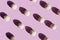 Sweets. Coconut Candy Balls On Purple Background