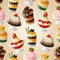 Sweets dessert seamless pattern