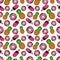 Sweets Food Seamless Pattern with Donuts, Ice Cream and Pineapples