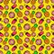 Sweets Food Seamless Pattern with Donuts, Ice Cream and Pineapples