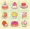 Sweets icons set, vector illustration