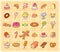 Sweets icons set, vector illustration