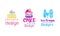 Sweets Logo Original Design Templates Set, Pancake, Cake, Ice Cream Desserts Hand Drawn Badges Vector Illustration