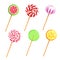 Sweets Lollipops Candies Realistic Icons Set