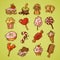 Sweets sketch icon set color