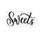 Sweets. Sweet shop lettering logo template design. Vector illustration