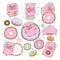 Sweety pig with donut illustration