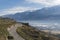 Swerving roads in Valtellina, a valley near Sondrio in the Lombardy region of northern Italy, bordering Switzerland