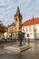Swiecie, kujawsko pomorskie / Poland - October, 17, 2019: Old market in a small town in Central Europe. Old tenements in the city