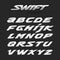 Swift fast strong futuristic alphabet lettering. Vector font. Latin letters.