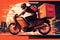 Swift and Secure sleek and modern illustration of a delivery courier on a high-tech motorcycle, ensuring the safe