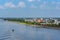 Swiftlet houses on the river bank. Vietnam.