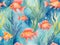 swim goldfish watercolor painting on paper
