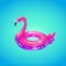 Swim ring in shape of flamingo. Cartoon illustration of rubber Inflatable pink flamingo