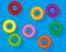 Swim Rings Colorful Water Tubes Rainbow Colored Lifesavers Blue Pool