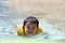 Swiming Japanese boy