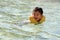 Swiming Japanese boy