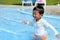 Swiming Japanese boy