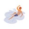 Swimmer athlete or swimming man in water, flat vector illustration isolated.