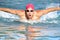 Swimmer athletic man swimming butterfly