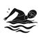 Swimmer in cap and goggles swimming in the pool.active sports single icon in black style vector symbol stock