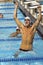 Swimmer Celebrating Victory In Pool