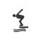 Swimmer jumping from starting block in pool icon. Silhouette of an athlete icon. Sportsman element icon. Premium quality graphic