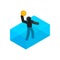 Swimmer playing water polo isometric 3d icon