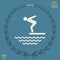 Swimmer on a springboard, Jumping into the water - icon