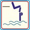 Swimmer on a springboard, Jumping into the water - icon.