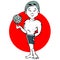 Swimmer waterpolo asian man cartoon