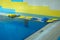 Swimming boards on beside of the pool after swimm lesson in sports center. swimming training concept.