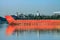 Swimming cargo ships on the river in Rostov-on-Don