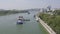 Swimming cargo ships on the river in Rostov-on-Don