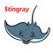 Swimming cartoon deepwater stingray fish