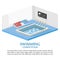 Swimming competition template Vector. Swimming pool isometric views