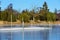 Swimming dock in winter