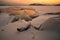 Swimming googles and frozen lake