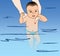 Swimming lesson for baby