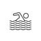 Swimming line icon, outline vector sign, linear style pictogram isolated on white.
