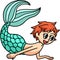 Swimming Merman Cartoon Colored Clipart