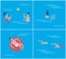 Swimming Pool Activities Set Vector Illustration