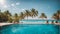 Swimming pool, against the background of the sea, palm trees summer relaxation