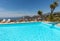 Swimming pool on the Amalfi Coast with views of the Gulf of Naples and Vesuvius. Sorrento.
