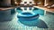 swimming pool with blue inflatable ring